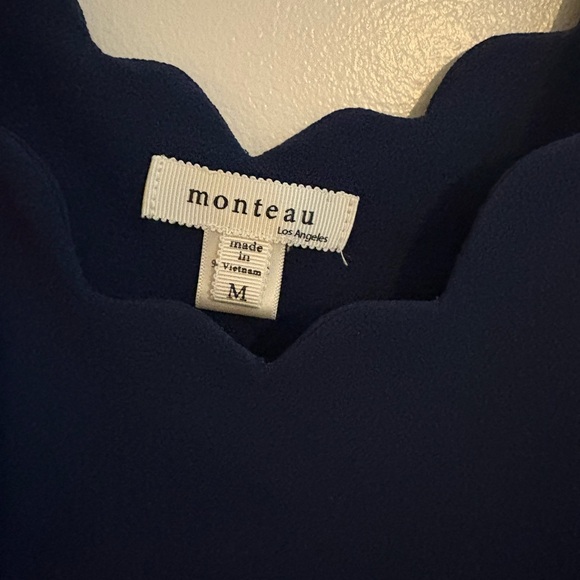 Monteau Navy Blue Scalloped Blouse - Picture 3 of 5
